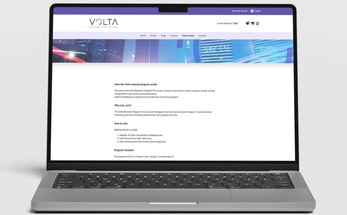 Volta sales incentive platform: how the rewards programme works