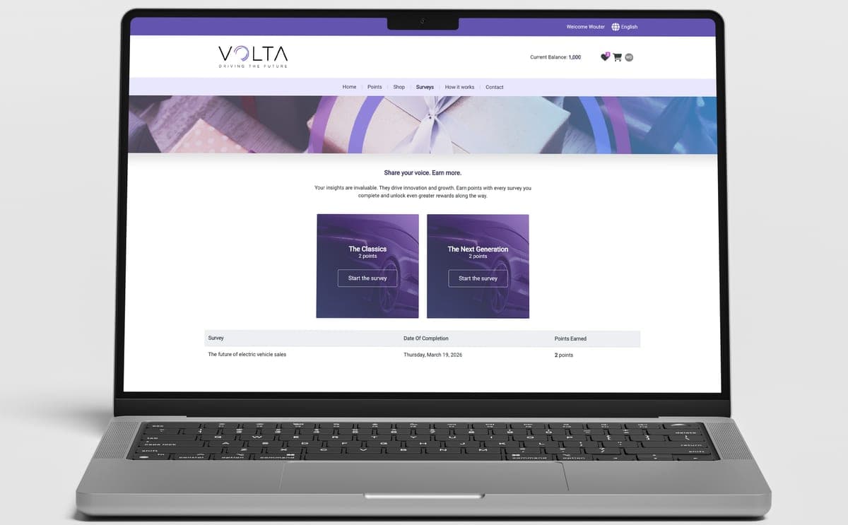 Volta sales incentive platform: surveys that earn extra points